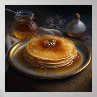 bakade pannkakor som serveras på en bedövningsplat poster