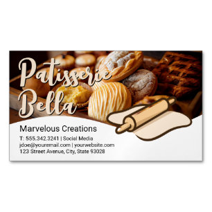 Bakade Pastries Rullande stift och deg Magnetiska Visitkort