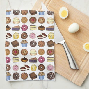 Bakade varor Foodie Muffin Cake Hela opie Paj Cupt Kökshandduk