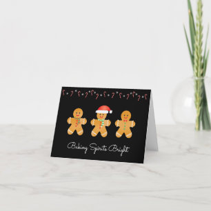 Bakande andar ljusa pepparkaksgubbar helgkort