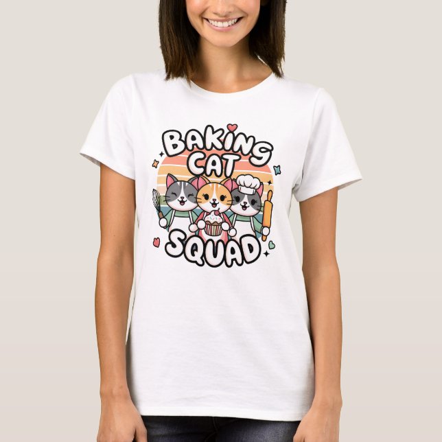 Bakande Kattgäng med Sött Retrodesign T Shirt (Framsida)