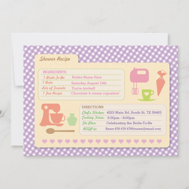 Bakar det stekheta receptkortet för möhippan inbjudningar (Framsida)