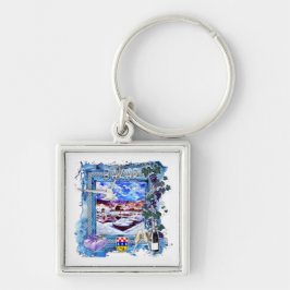 Bakar Fyrkantig Silverfärgad Nyckelring