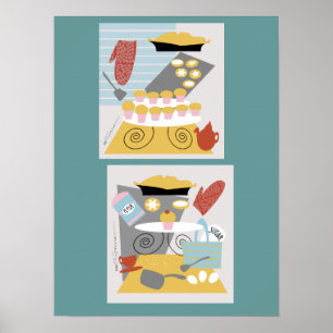 'Bakar jag" trycket för 2 det retro illustratione Poster