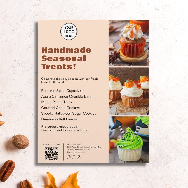 Bakarfirman Säsongsmeny Anpassad logotyp Företag F Reklamblad (Bakery Seasonal Menu Custom Logo Business Flyer)