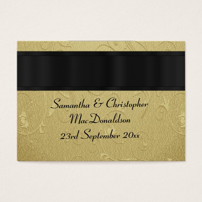 Bakåt, guld bröllopsförmån tack märkre visitkort (Framsidan)
