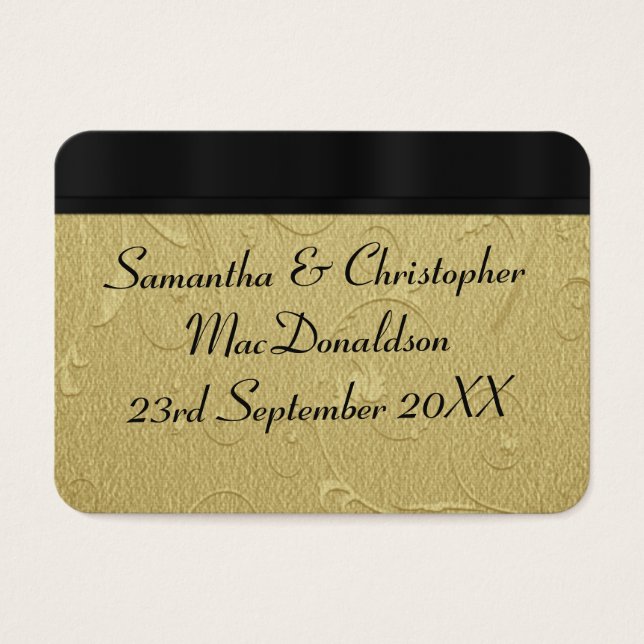 Bakåt, guld bröllopsförmån tack märkre visitkort (Framsidan)