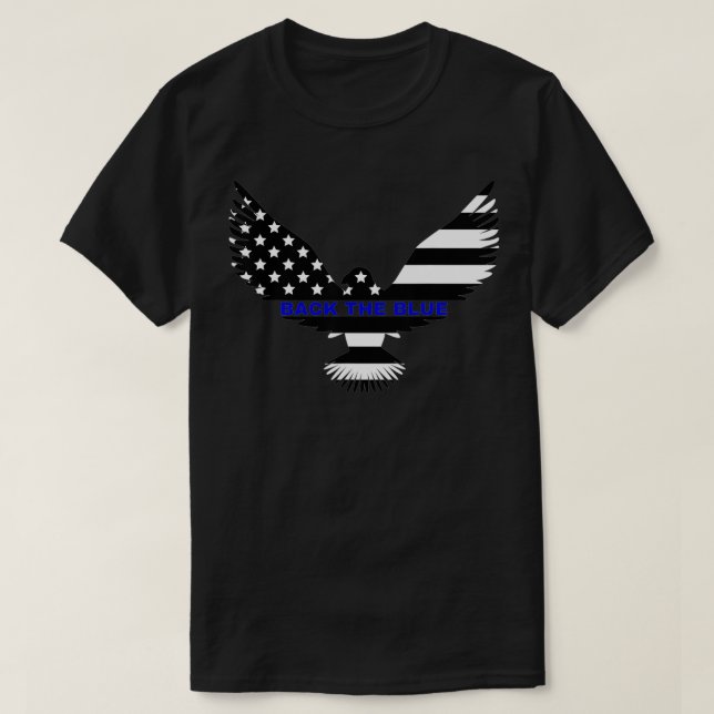 Bakåt i den blåa örgen med USA flagga tunn blå lin T Shirt (Design framsida)