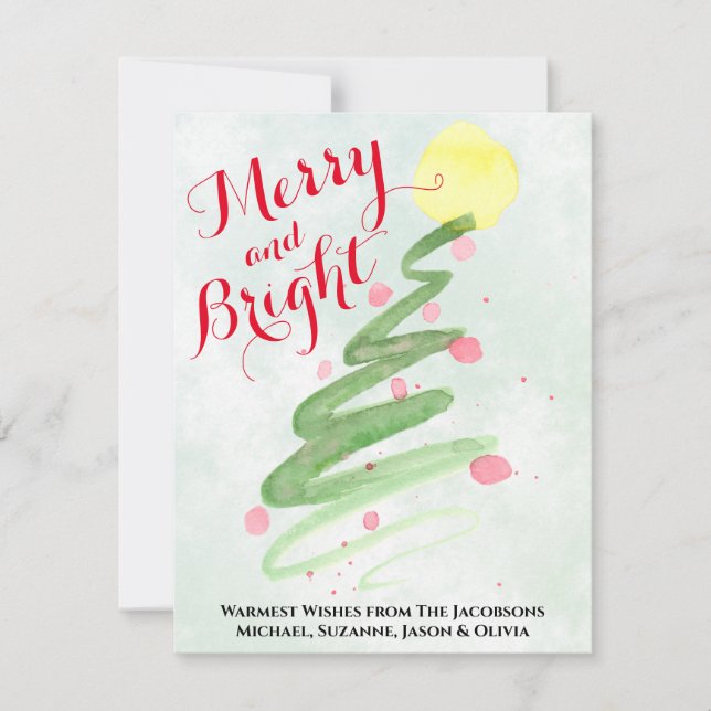 Bakåt i Julgran-fotot med Merry & Bright Abstrakt Julkort (Framsida)