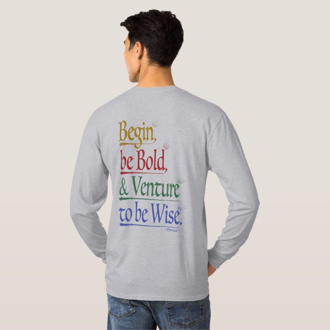 Bakåt - Långärmaden Magic Horace Quote T Shirt (Hel baksida)