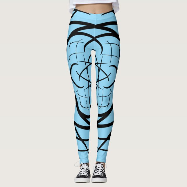 Bakåt, ljusblå bakgrund leggings (Framsida)