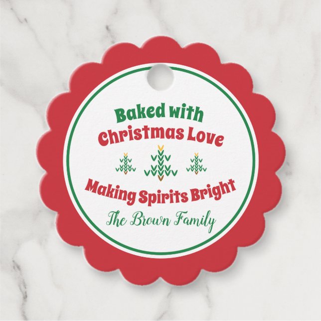 Bakat med Chrismas Kärlek-Julgran Gåvor Etiketter (Framsida)