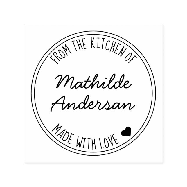 Bakat med kärlek av Script Name Kitchen Självfärgande Stämpel (Design)