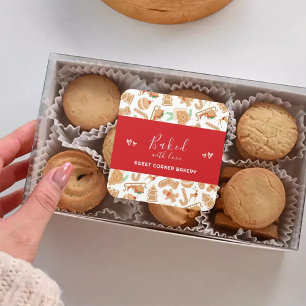 Bakat med Kärlek Bakery Gingertea Helgdag Fyrkantigt Klistermärke