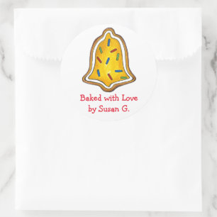 Bakat med Kärlek Bell-julsocker Cookie Runt Klistermärke