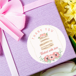 Bakat med kärlek Bröllop Cake Sticker Runt Klistermärke