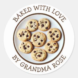 Bakat med Kärlek Chocolate Chip Cookies Runt Klistermärke