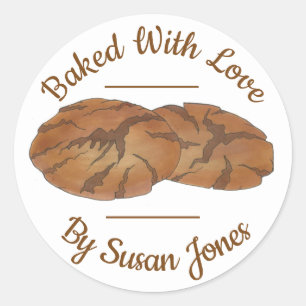 Bakat med Kärlek Ginger Snap Biscuit Cookie Runt Klistermärke