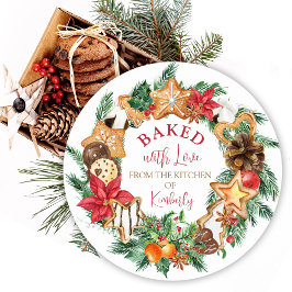 Bakat med kärlek Gingerbröd-julen Runt Klistermärke