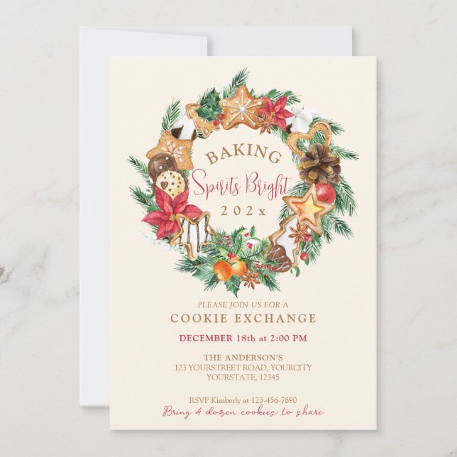 Bakat med kärlek Gingertea Cookies Exchange Inbjudningar (Framsida)