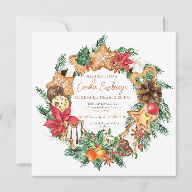 Bakat med kärlek Gingertea Cookies Exchange Inbjudningar (Framsida)
