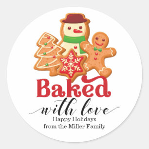 Bakat med Kärlek Helgdag Cookie Gift Runt Klistermärke