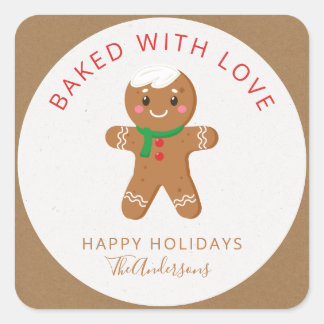 Bakat med Kärlek Helgdag Gingerbröd Fyrkantigt Klistermärke