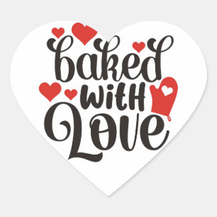 "Bakat med Kärlek" ❤ Hjärtformat Klistermärke