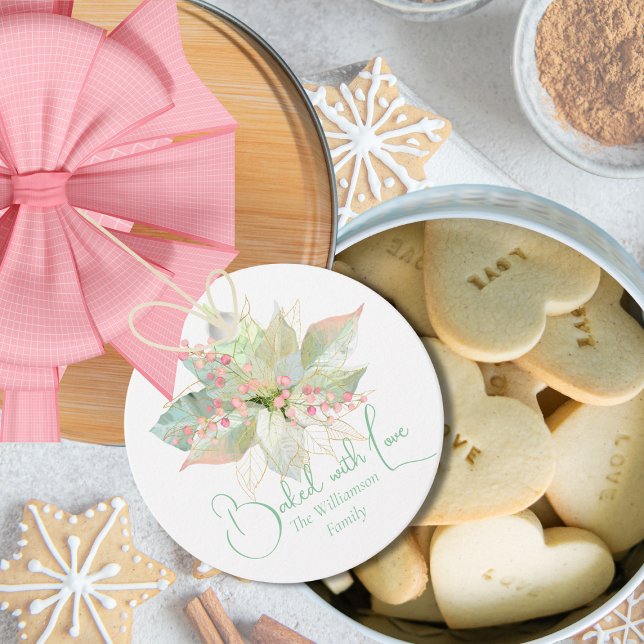 Bakat med Kärlek-jultomten Cookie Poinsettia Paste Gåvor Etiketter (Skapare uppladdad)