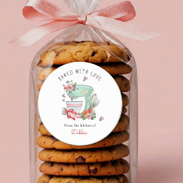 Bakat med kärlek Kaka mixer vattenfärg  Runt Klistermärke