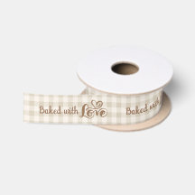 Bakat Med Kärlek Neutral Gingham Script Hjarta
