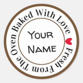 Bakat med kärlek Ny från ugnen i svart choklad Runt Klistermärke