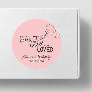 Bakat med kärlek rosa handstil runt klistermärke