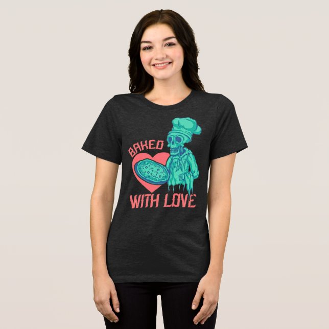 Bakat med Kärlek Skeleton Chef Tri-Blend Shirt T (Framsida Full)