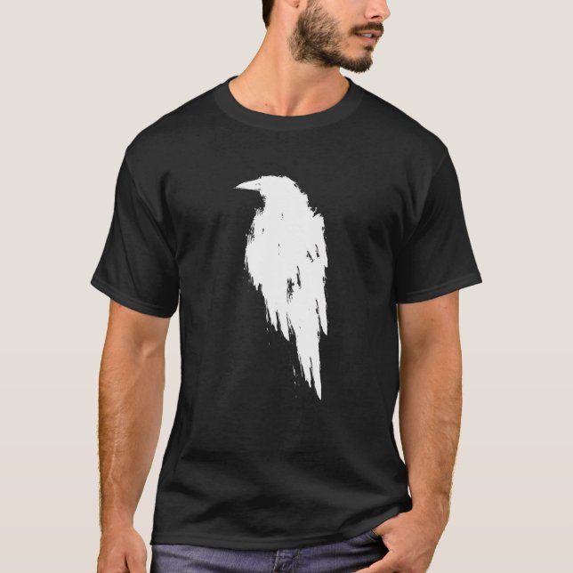 Bakåt, Vintage, vit Kråka T Shirt (Framsida)