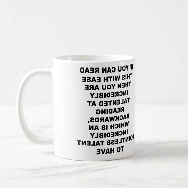 Bakåtriktad färd Funny Mug Kaffemugg (Vänster)