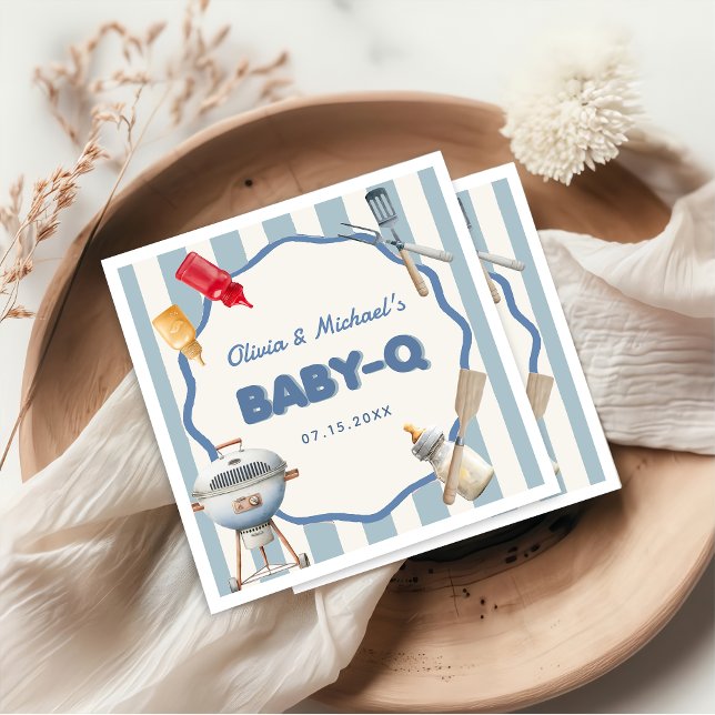 Bakbangård BBQ Baby Q Baby Shower Napkins Pappersservett (Skapare uppladdad)