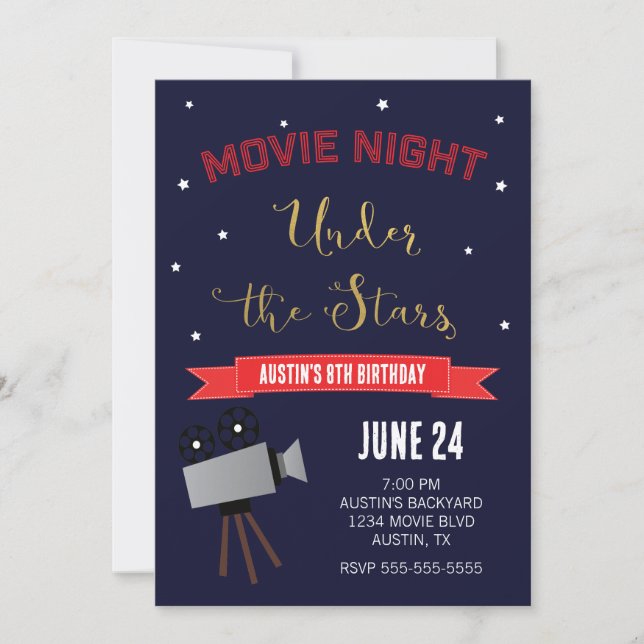 Bakbangårdsfilm under Stars födelsedag Inbjudningar (Framsida)