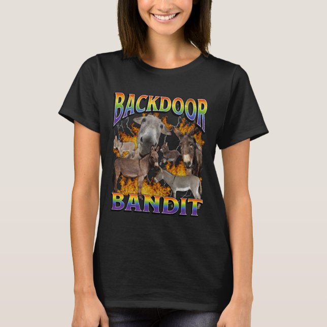 Bakdörr Roligt Offensiv Åsna Meme Bootleg Grafisk T Shirt (Framsida)