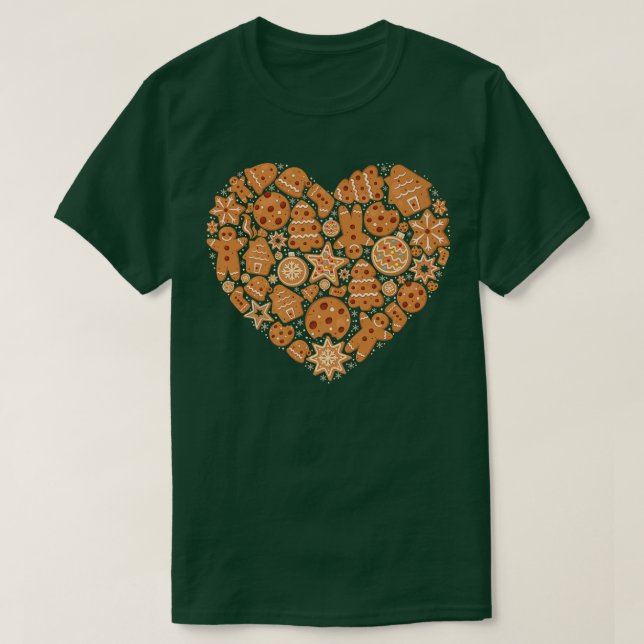 Bake Baking Gingerbread Man Christmas Cookie Heart T Shirt (Design framsida)