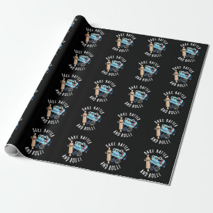 Bake Batter and Roll Funny Baking Pun Mörk BG Presentpapper