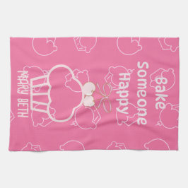 Bake lycklig rosa Kitchen Towels Kökshandduk