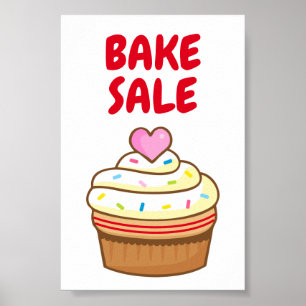 BAKE SALE cuptårtbaktecken poster