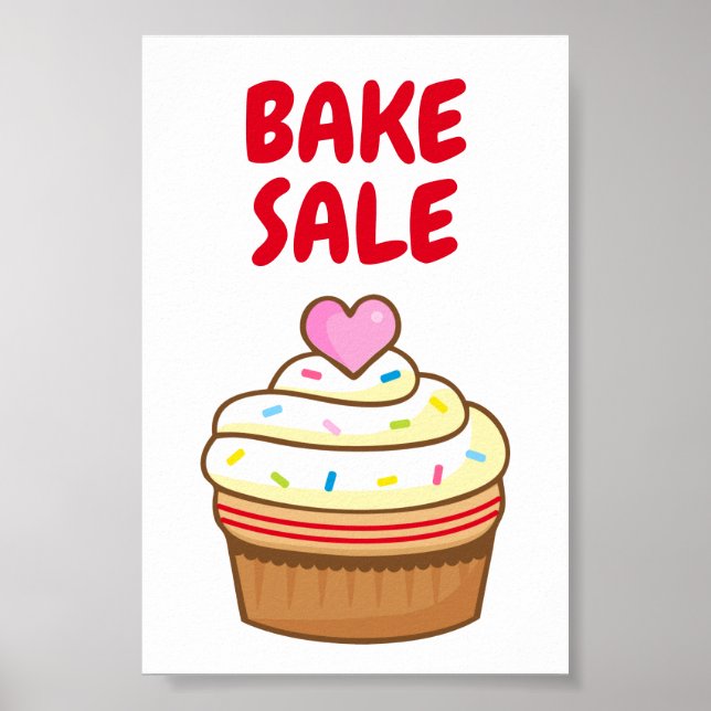 BAKE SALE cuptårtbaktecken poster (Framsidan)