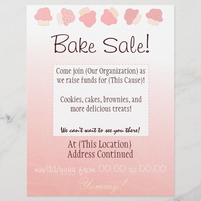 Bake Sale Flyer (Cupcoa Gräns) (Framsidan)