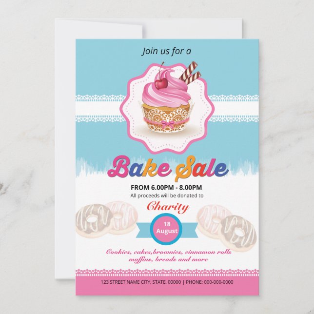 Bake Sale Flyer Template Inbjudningar (Framsida)
