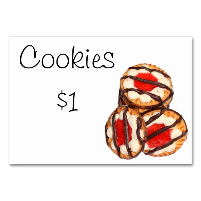 Bake Sale Fundraiser Bord-signalkortskookies Bordsnummer (Framsidan)