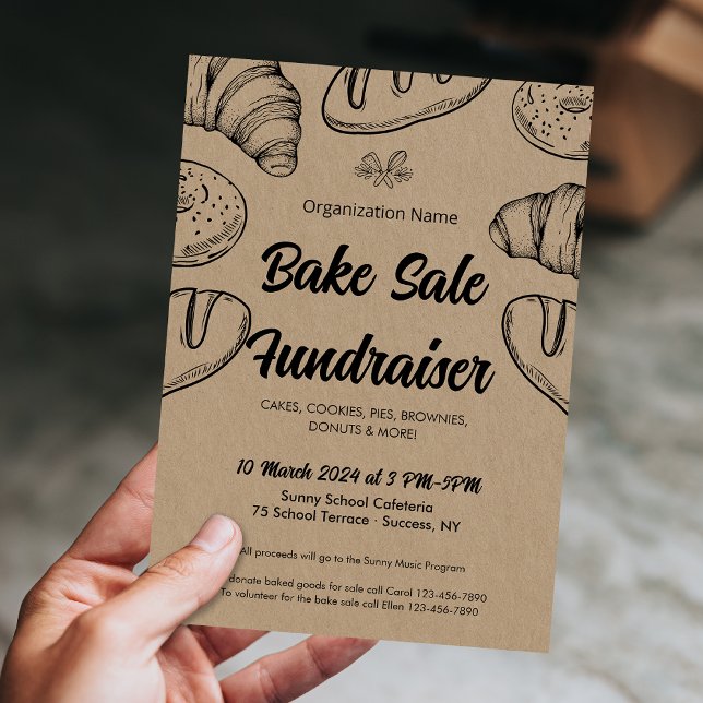 Bake Sale Fundraiser Event Church School Community Inbjudningar (Bake Sale Fundraiser Event Church School Community Invitation)