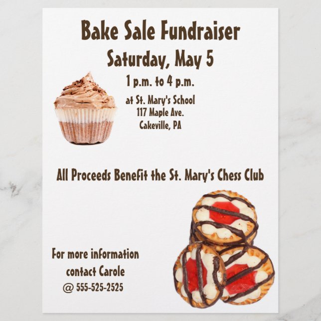 Bake Sale Fundraiser Flyer Cookies & Muffinss (Framsidan)