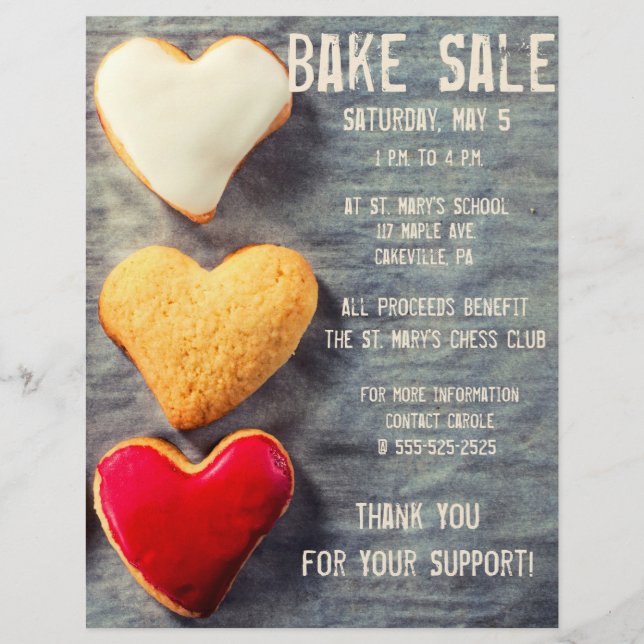 Bake Sale Fundraiser Flyer Modern Stil Cookies (Framsidan)